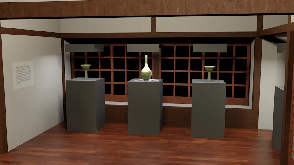 圖七，展示古代秘青瓷造型作品（文字內容詳見 「●文案」